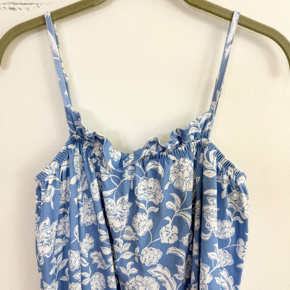 Lake Pajamas Pima Cotton Blue White Floral Nightgown Chemise Sleep Dress S - Picture 3 of 5